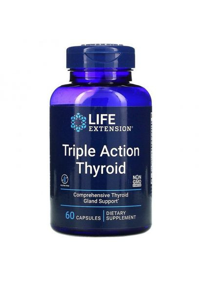 Поддержка щитовидной железы: тироид тройного действия (Thyroid),, 60 капсул (LEX20036) Life Extension (266038749)