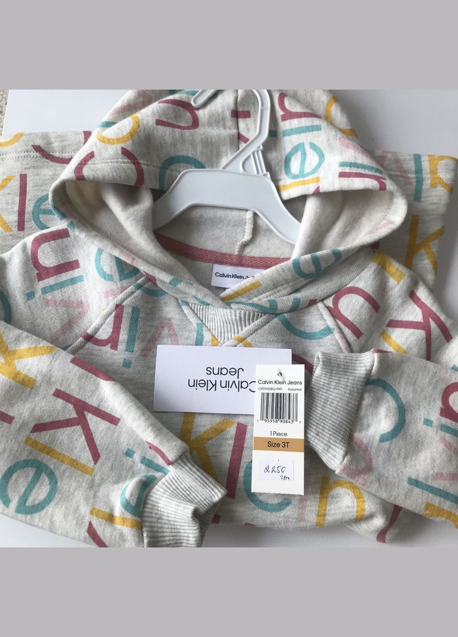 Серое теплое платье с капюшоном Calvin Klein (340455685)