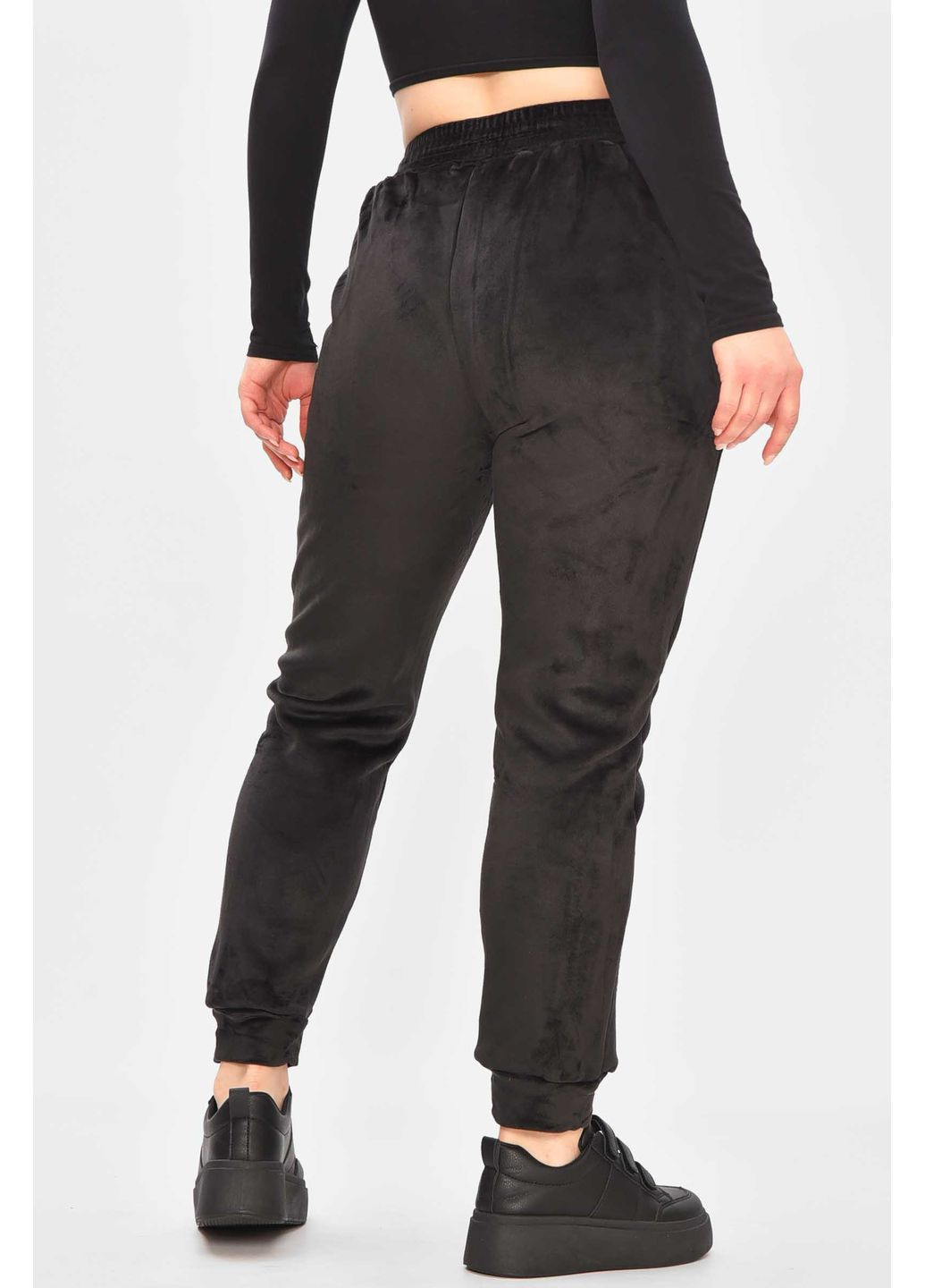 Спортивні штани жіночі на штучному хутрі чорного кольору Let's Shop (372113375)