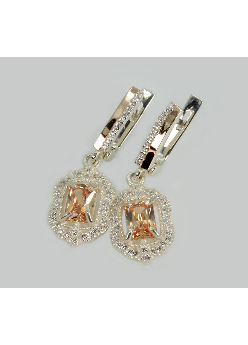 Срібні сережки з золотими вставками Silver Style (367112681)