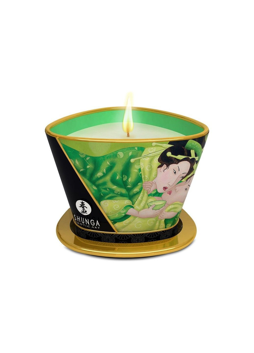 Масажна свічка Massage Candle Exotic Green Tea 170 мл з афродизіаками для інтимного масажу Shunga (298748200)