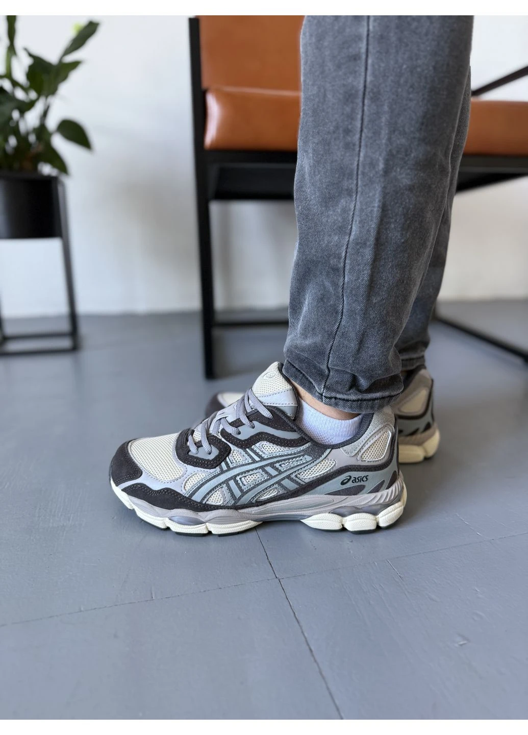Бежеві літні кросівки asics gel-nyc beige brown асікс гель нюк No Brand