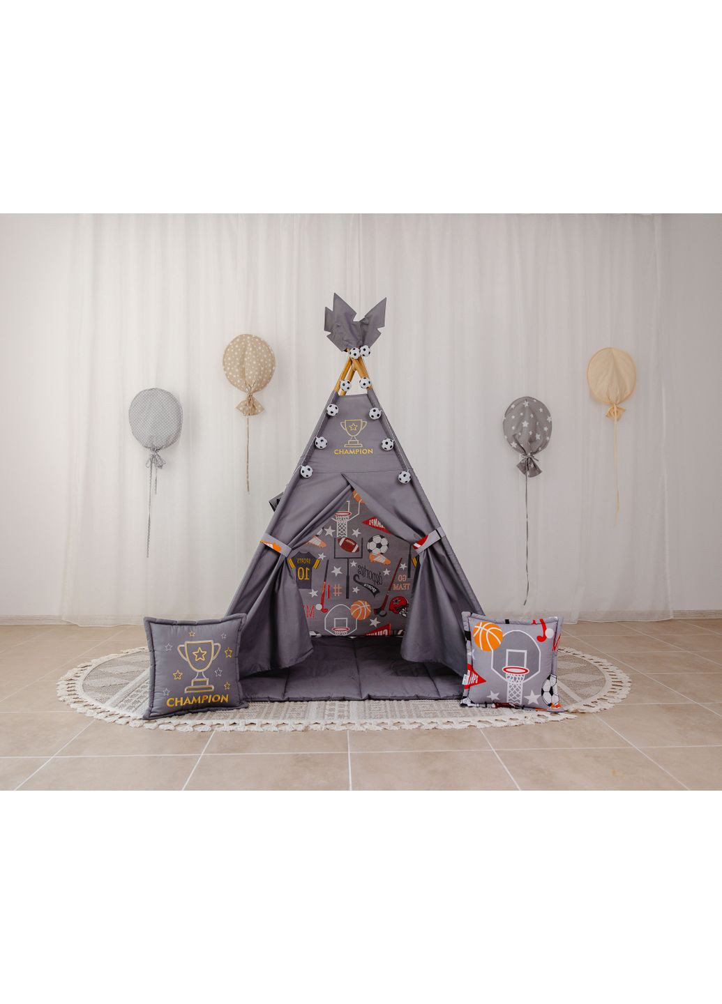 Вигвам серый для мальчика Чемпион с матрасиком XRMASTER No Brand (358067931)