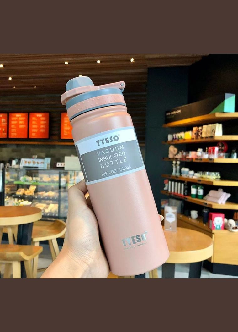 Термопляшка, термос 530мл із нержавіючої сталі для кави, води, pink Tyeso (305742013)