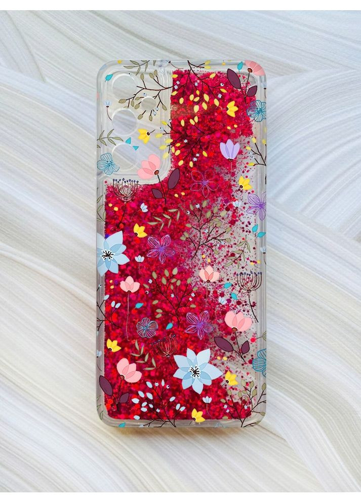 Чохол з плаваючими блискітками для Samsung Galaxy A25 (A256) Рожевий Квітковий фон (принт 267) CASE CONTROL (360693508)