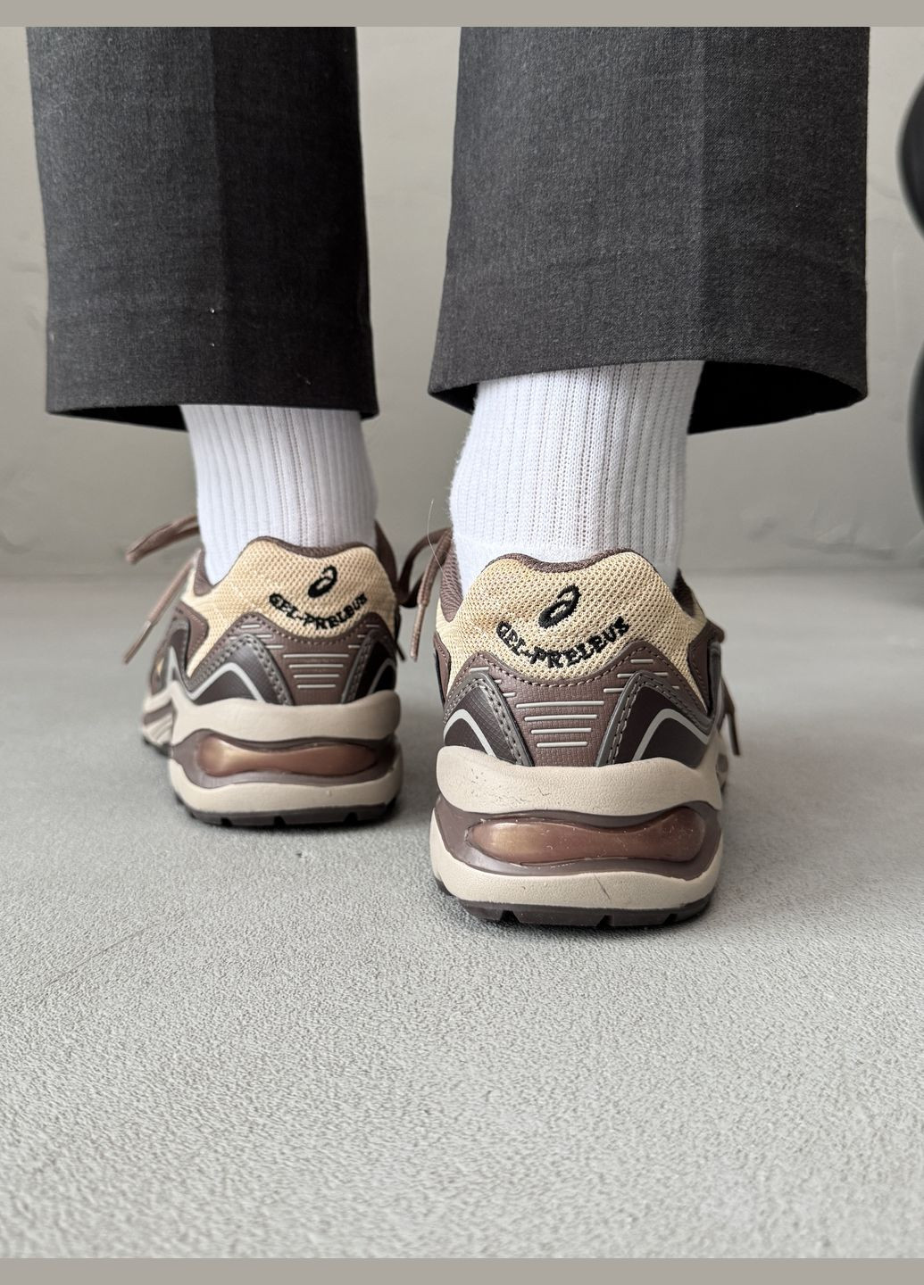 Бежевые демисезонные кроссовки мужские и женские asics gel-preleus beige brown | асикс гель-прелеус бежевые коричневые No Brand