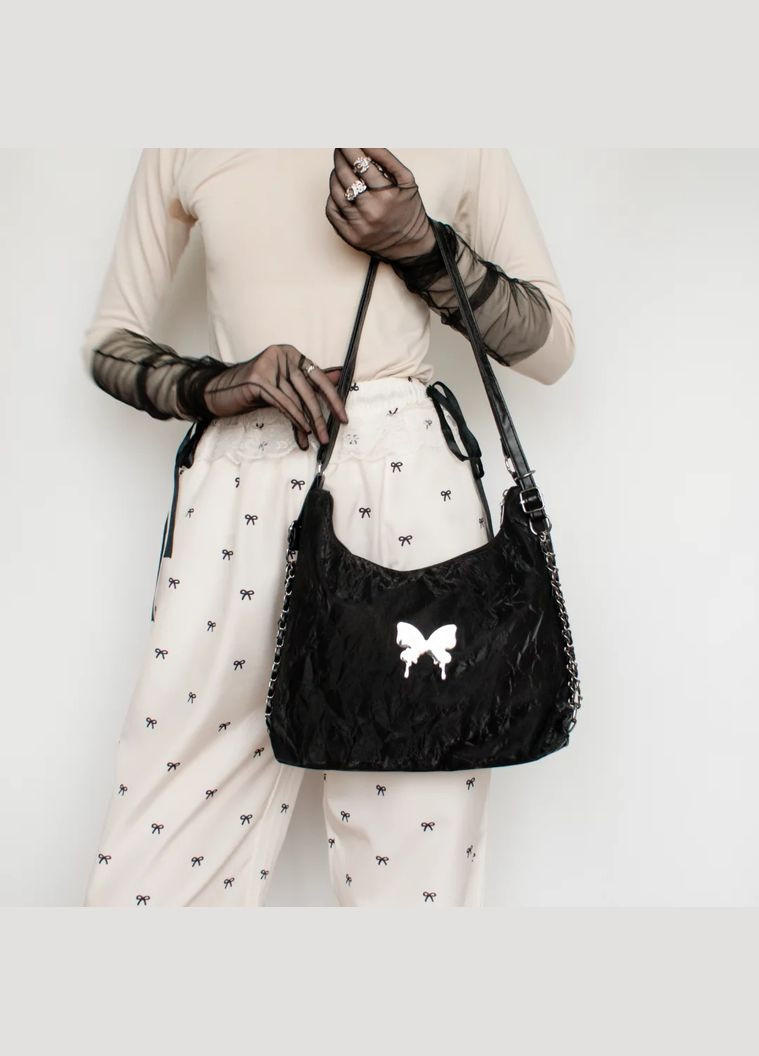 Сумка-трансформер черная fairycore рюкзак влагостойкая с металлической бабочкой в стиле лолита кокетт на молнию No Brand (315932564)