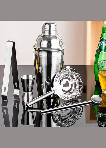 Набір для бару для приготування коктейлів 550 мл 5 предметів Сріблястий (С051366) ТМ (342122378)