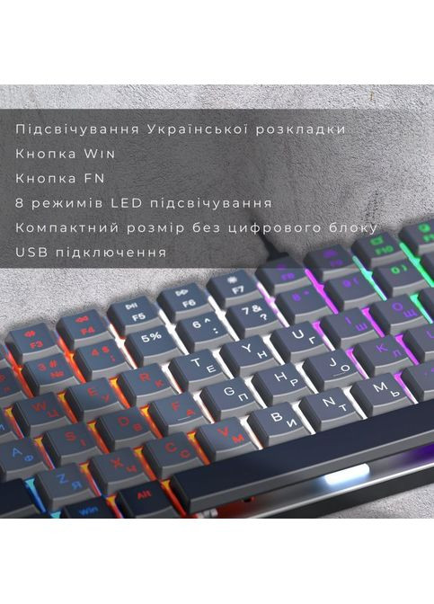 Клавиатура (MK140R) GAMEPRO MK140R Red Swich Low Profile USB Dark Gray (316223093)