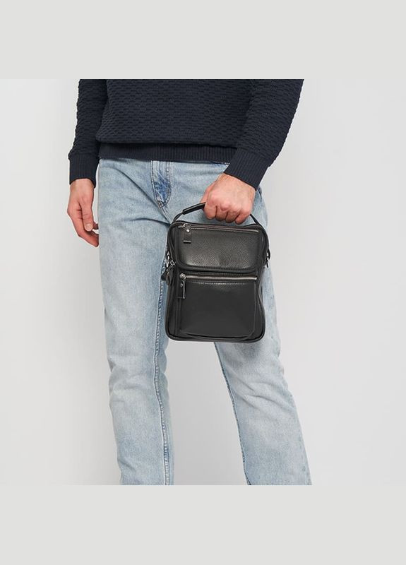 Сумка чоловіча через шкіряне плече K18209bl Чорний Keizer (302009439)