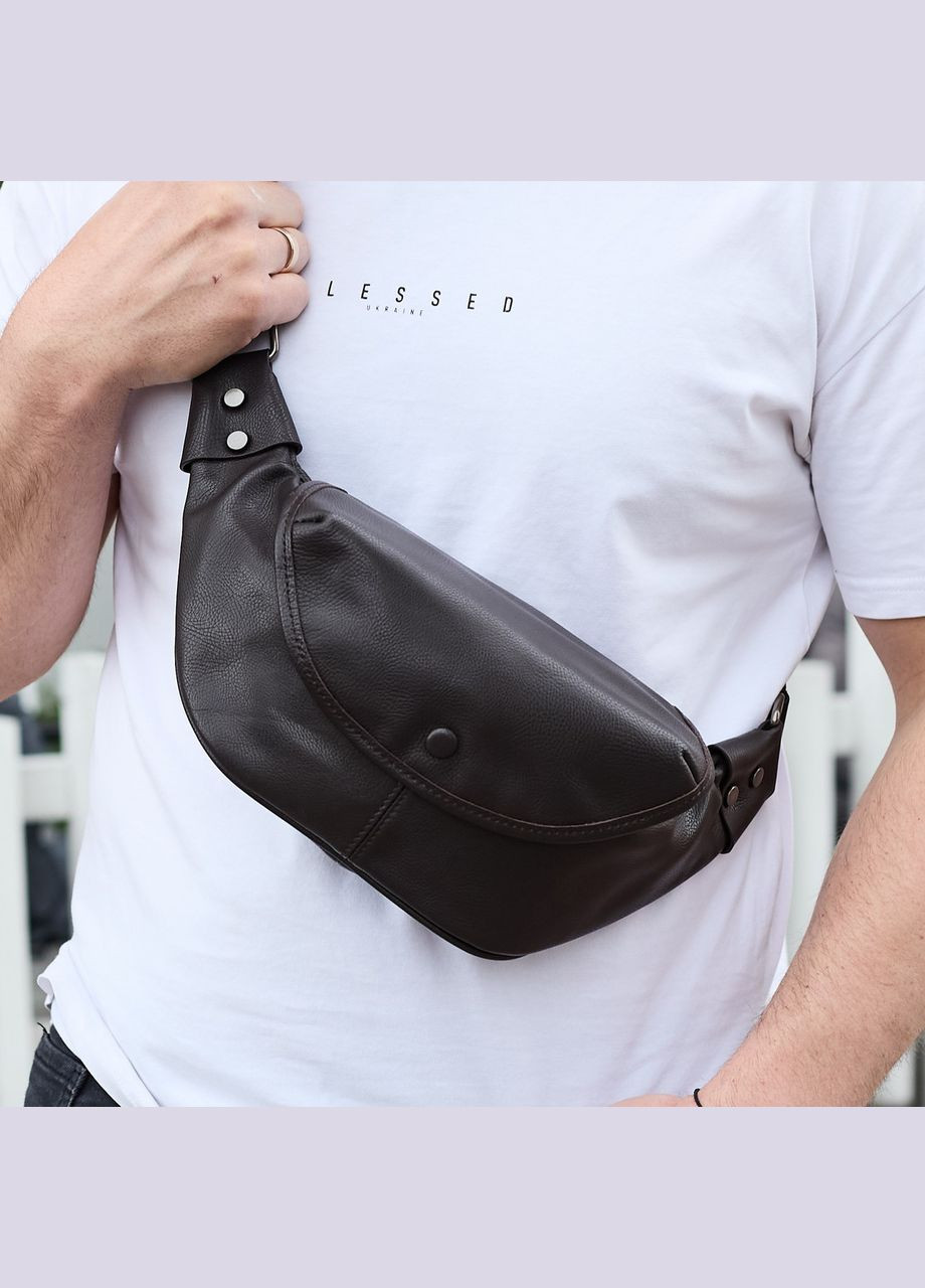 Бананка топовая кожаная мужская модная вместительная повседневная коричневая 70101 Tiding Bag (336182104)