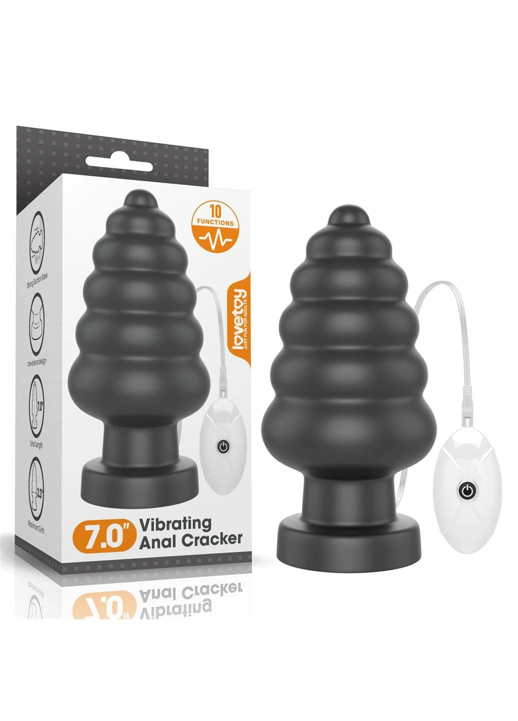 Анальная пробка King Sized Vibrating Anal Cracker 7, 18 см (чёрный) Lovetoy (374623862)