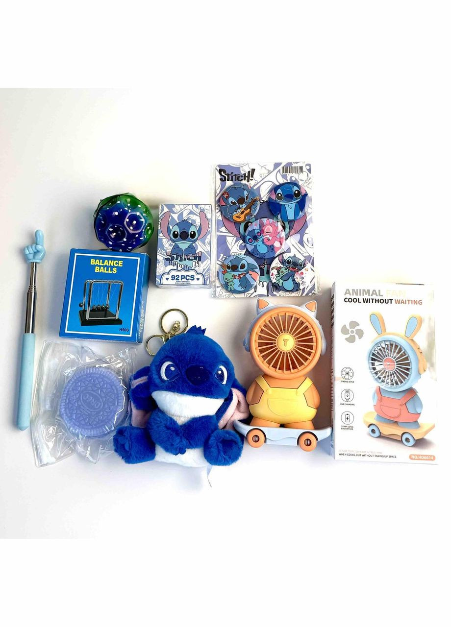 Подарунковий набір Стіч (картки+стікери, іграшка, сумочка, сквіш) No Brand (352768620)