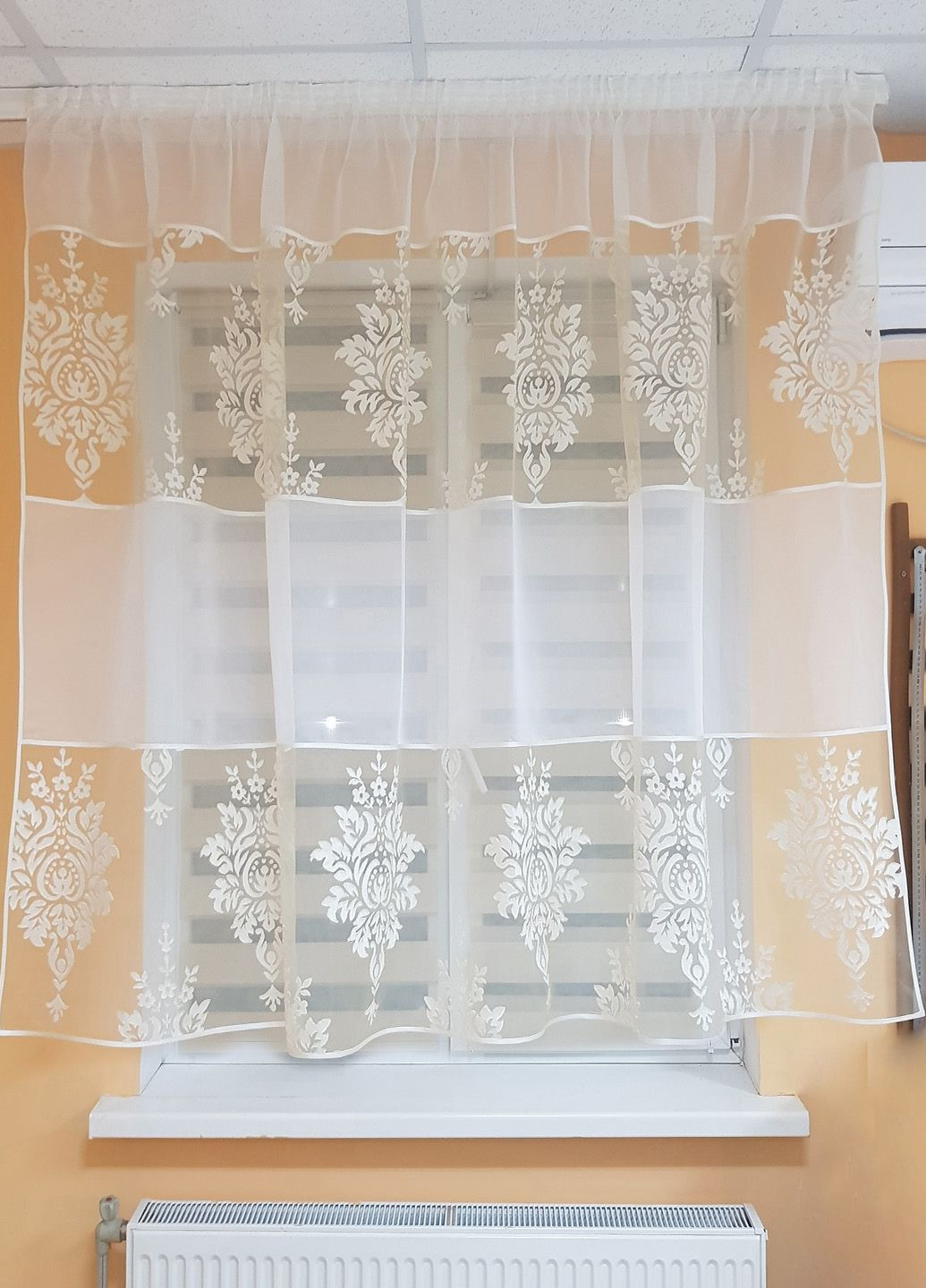 Тюль до подоконника Дамаск Big карниз 150см молочный (37_8а) Firanka Damask (332795296)