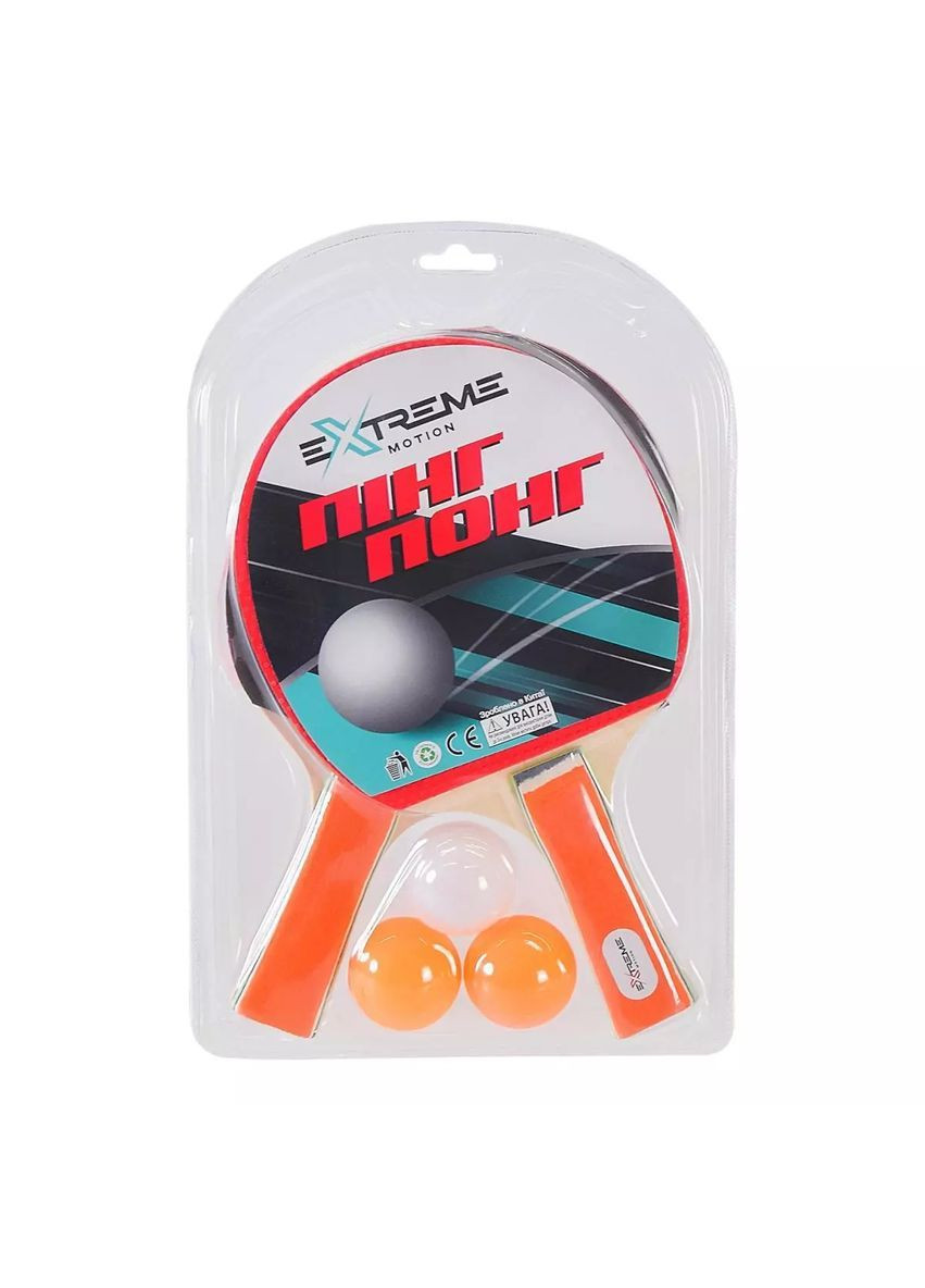 Набір для настільного тенісу Extreme Motion з ракетками та м'ячиками пін понг в асортименті - No Brand TT24174 (371925443)
