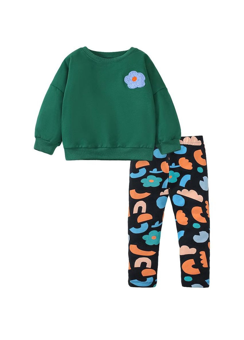 Зелений дитячий комплект (світшот+легінси) для дівчинки арт.22083 зелений Little Maven