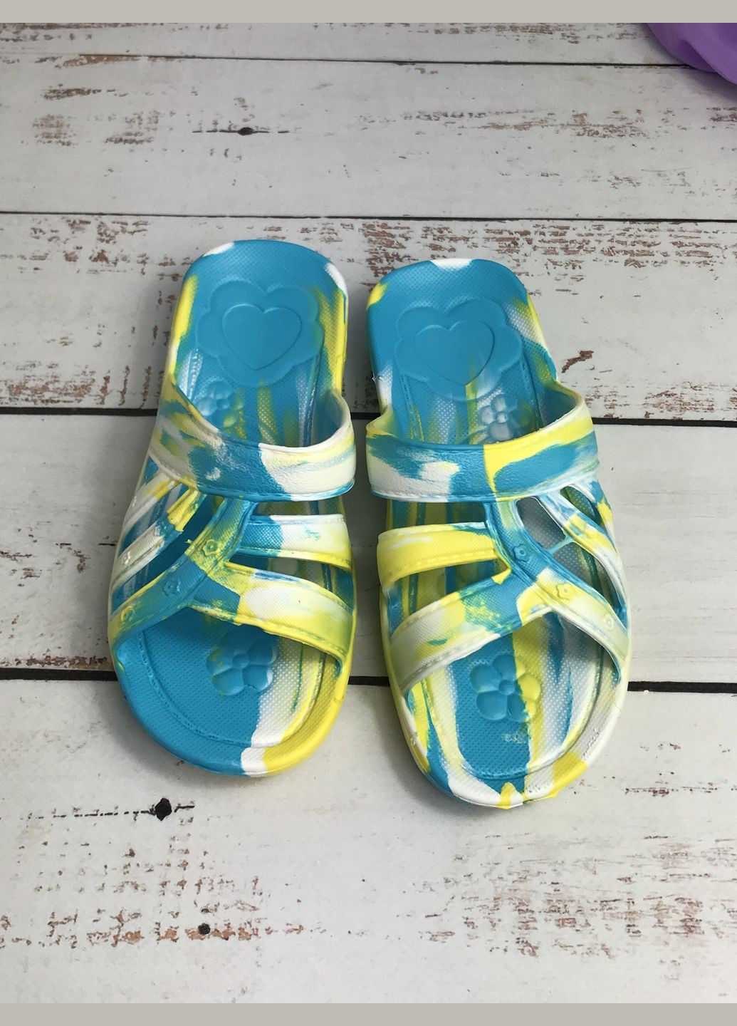 Цветные повседневные, пляжные шлепанцы детские для девочки голубой (1008) Sanlin