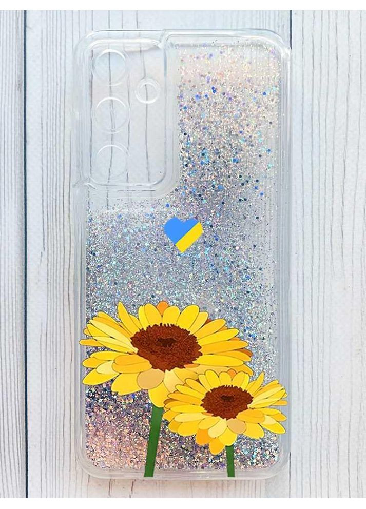 Чехол с плавающими серебряными блестками на Samsung Galaxy A35 Желтые цветы (принт 364) Creative (362025680)