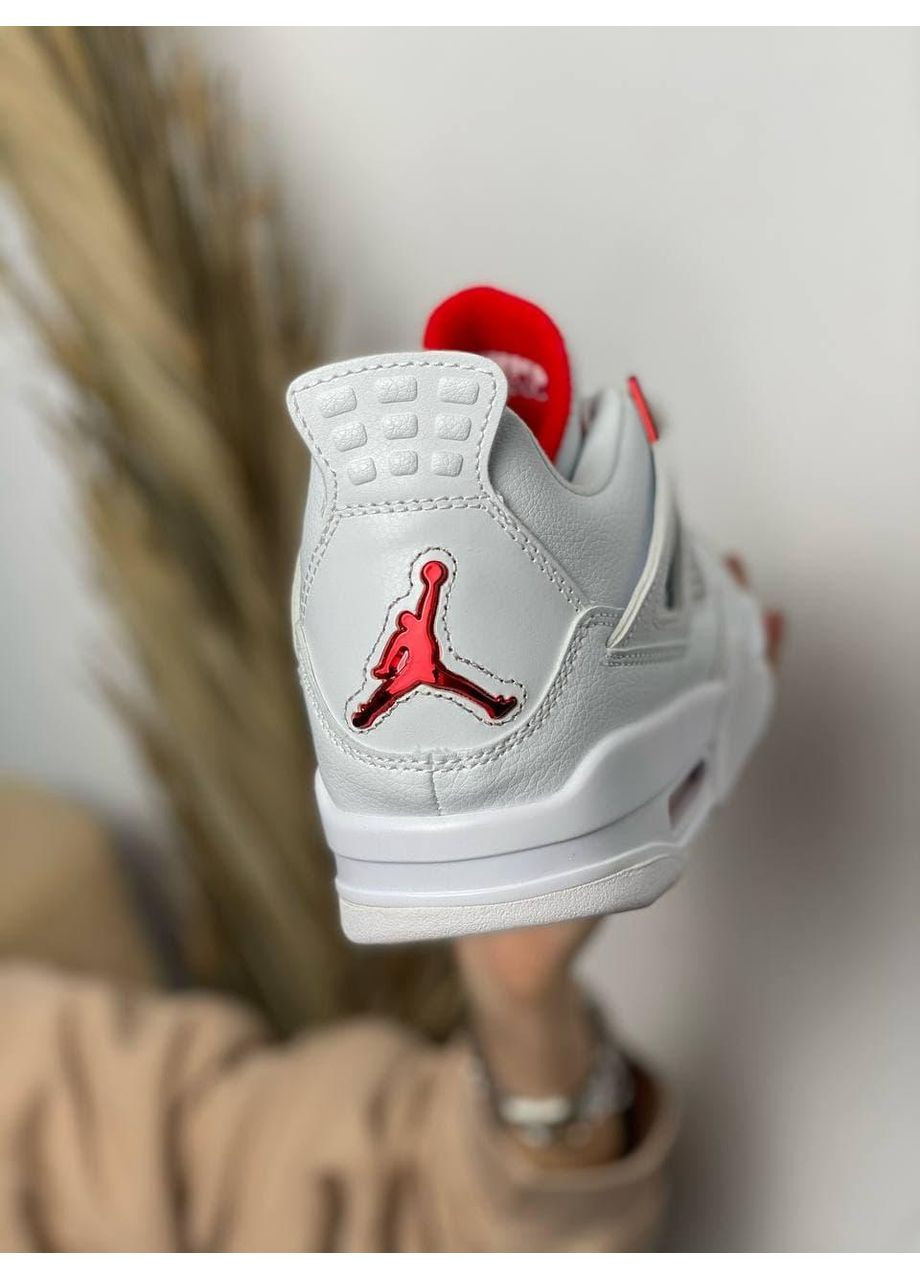 КРОССОВКИ ЖЕНСКИЕ NIKE AIR JORDAN RETRO 4 WHITE RED НАЙК АИР ДЖОРДАН No Brand белые демисезоны (367176756)