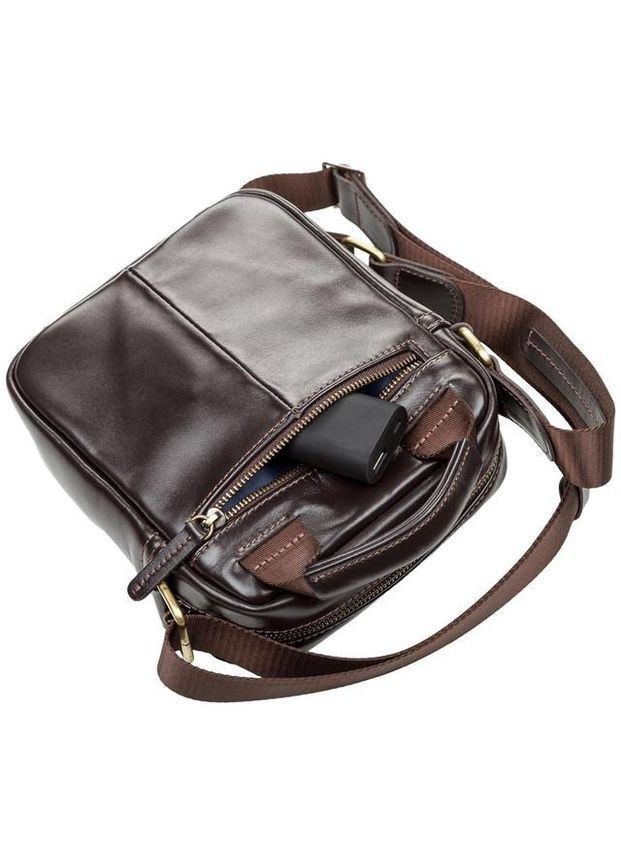 Сумка планшет через плече чоловіча з натуральної шкіри маленька Коричневий 36627 Shvigel (353689970)