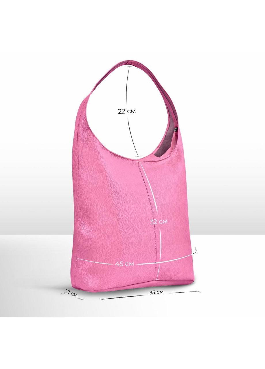 Хобо Рожевий - Італійська жіноча м’яка сумка-хобо із натуральної шкіри без підкладки на блискавці (011943-pin-D101) TAKEASY (358223245)