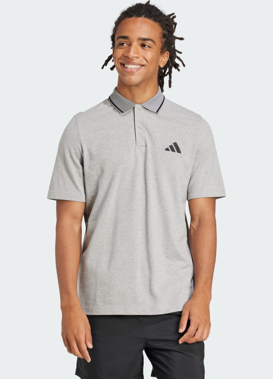 Сіра футболка-поло essentials small logo piqué adidas