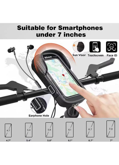 Велосумка на кермо чорна для велосипеда з тримачем для смартфона та захистом від дощу Smart (372460295)
