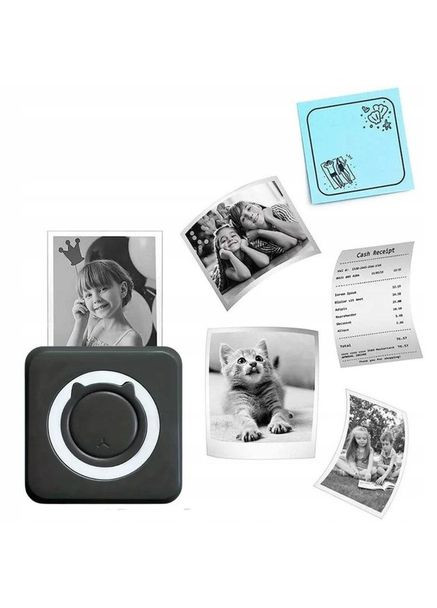 Портативный мини-принтер Bluetooth. Беспроводной термопринтер для заметок, фото, этикеток, черный China (351855006)