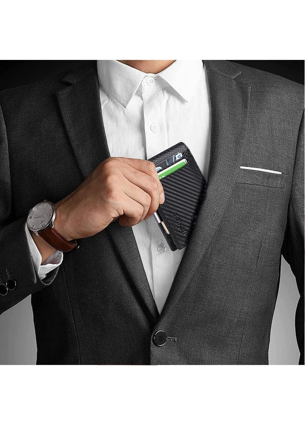 Карбованый картхолдер мужской для карточек с зажимом, мужской кошелек для карточек web No Brand (289870016)