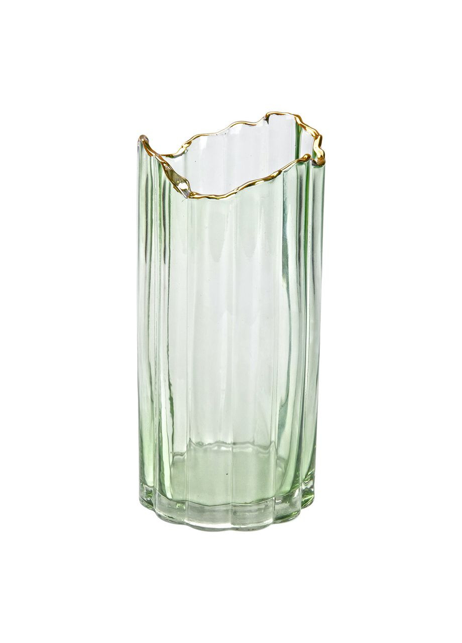 Декоративная ваза из зеленого стекла с золотым ободком 24,5 см Jooki (360921148)