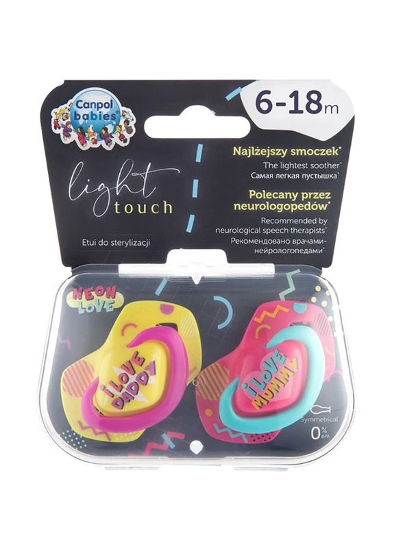 Набір пустушок NEON LOVE 2 шт Pink (22/653_pin) Canpol Babies (323045608)