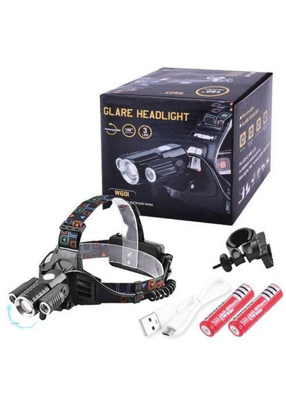 Гарний ліхтарик для риболовлі W602-T6-2XPE Bike, Ліхтарик на голову EK-370 на батарейках Bailong (352770460)