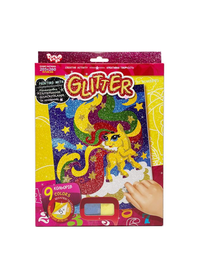 Розмальовка глітерними блискітками за номерами "Поні" РГН-02-01 міні 20,5х26 см Danko Toys (307837997)