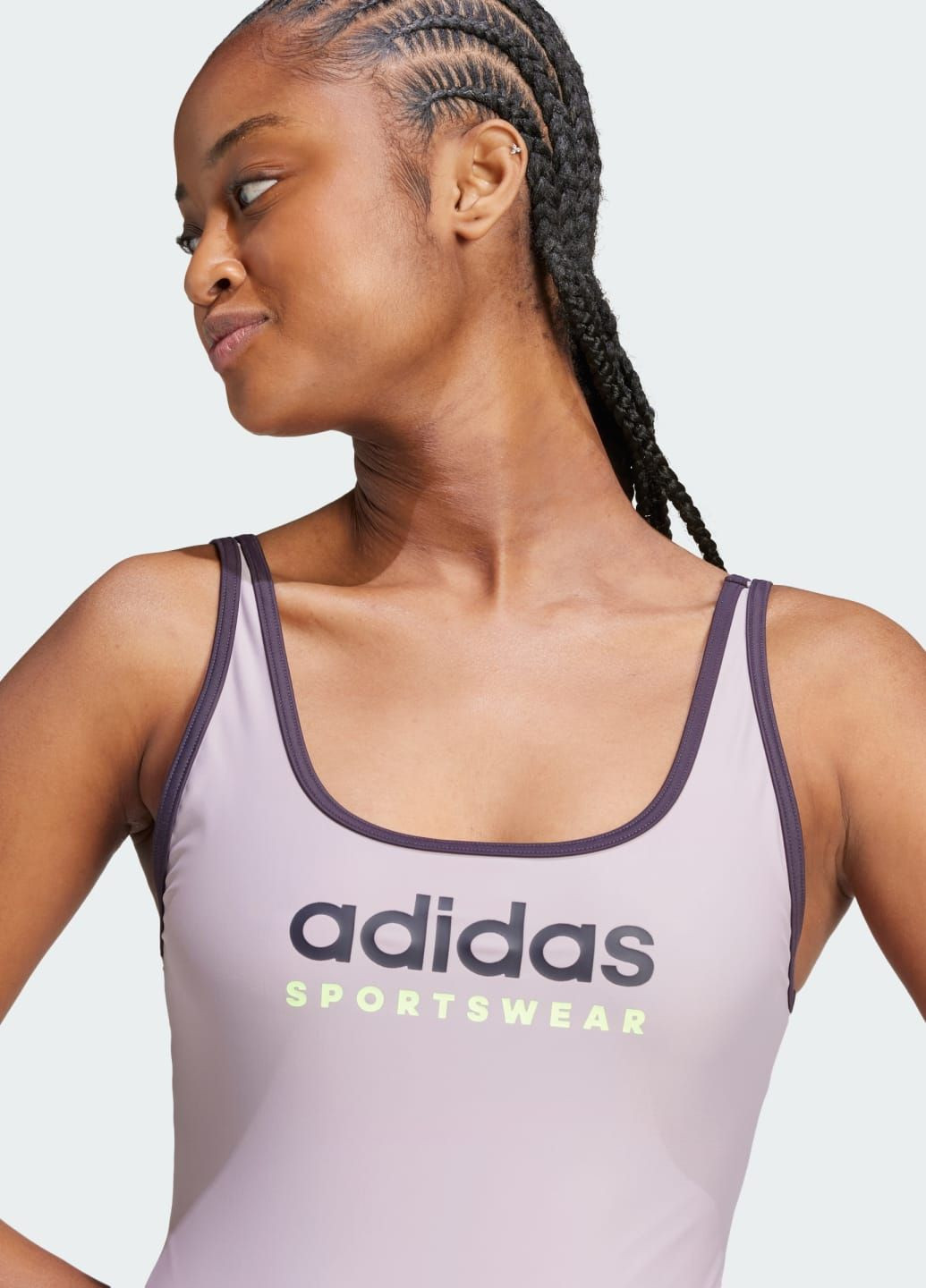 Фиолетовый демисезонный слитный купальник sportswear u-back adidas