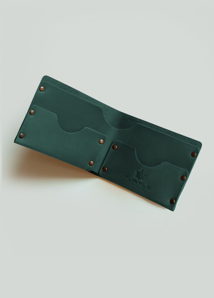 Гаманець на заклепках Величний беркут натуральна шкіра Crazy horse з відділеннями для карток Зелений Turtle (302660194)