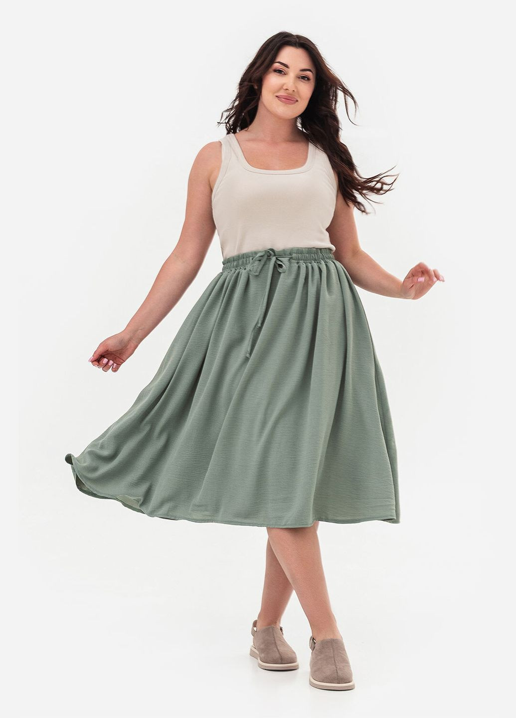 Зеленая однотонная юбка summer зеленый Garne