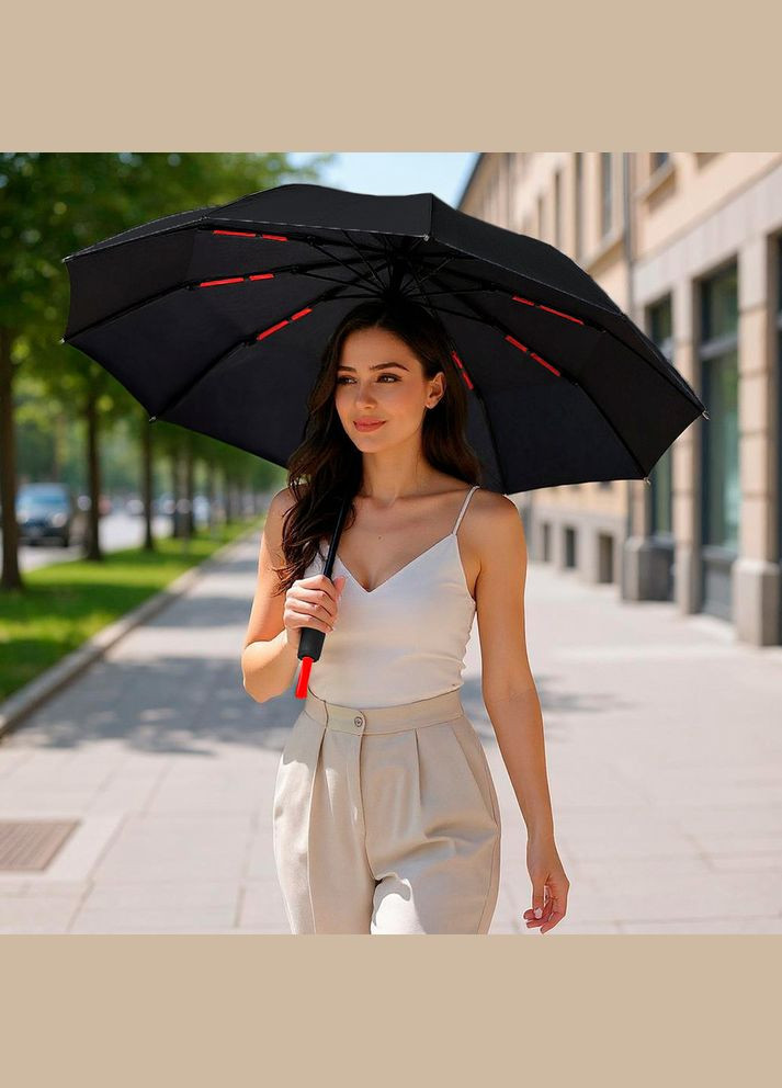 Чорна} парасолька автоматична двошарова від дощу і сонця elite, 105 см, чорна Losso (351902882)