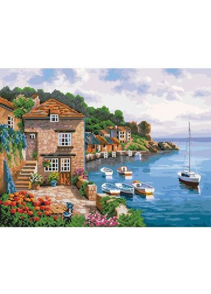 Картина за номерами + Алмазна мозаїка "Міська пристань" ★★★★ Rainbow Art (361419277)