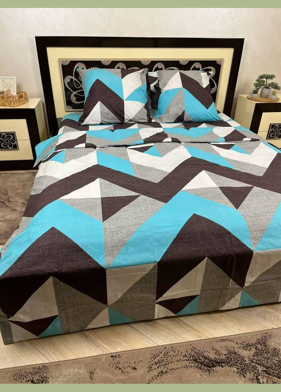 Постільна білизна бавовняна Візерунки Півтораспальна 150 x 220 Бязь Сірий 50 х 70 No Brand (280911541)