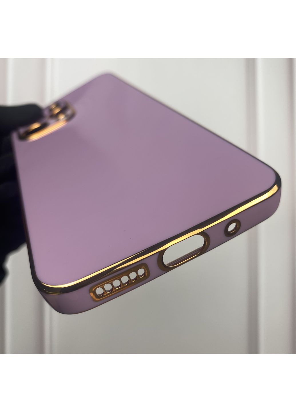 Чехол для Poco M6 Pro 5G глянцевый с золотой окантовкой с защитой камеры сяоми поко м6 про 5г сиреневый Xiaomi (366022821)