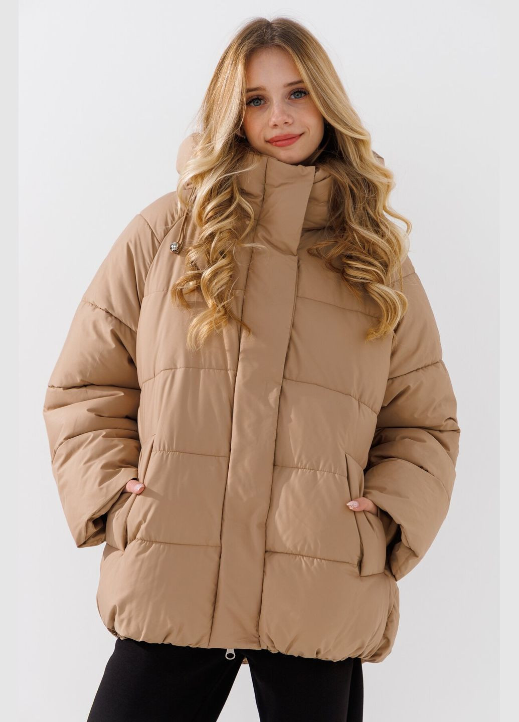 Бежева зимня куртка для дівчинки ys-31 158 см shop (2000990600219) No Brand