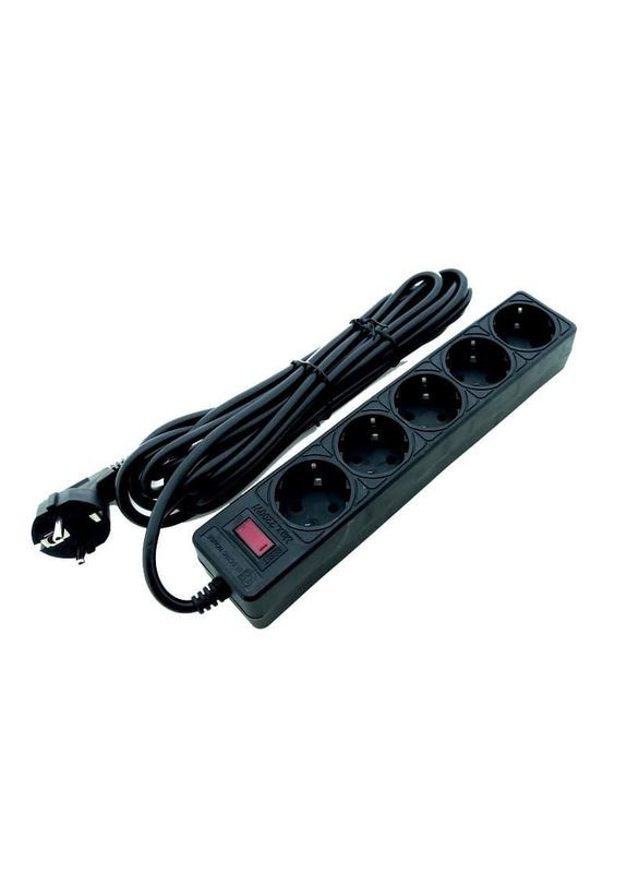 Сетевой фильтр с заземлением 5 гнезд, 5 м, черный Electro House (346087394)