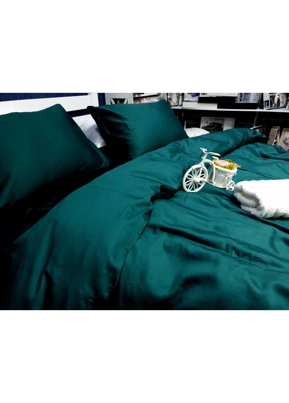 Постельное белье Глубокий изумруд, сатин PREMIUM Полуторный размер, наволочки 50/70 No Brand (364219433)