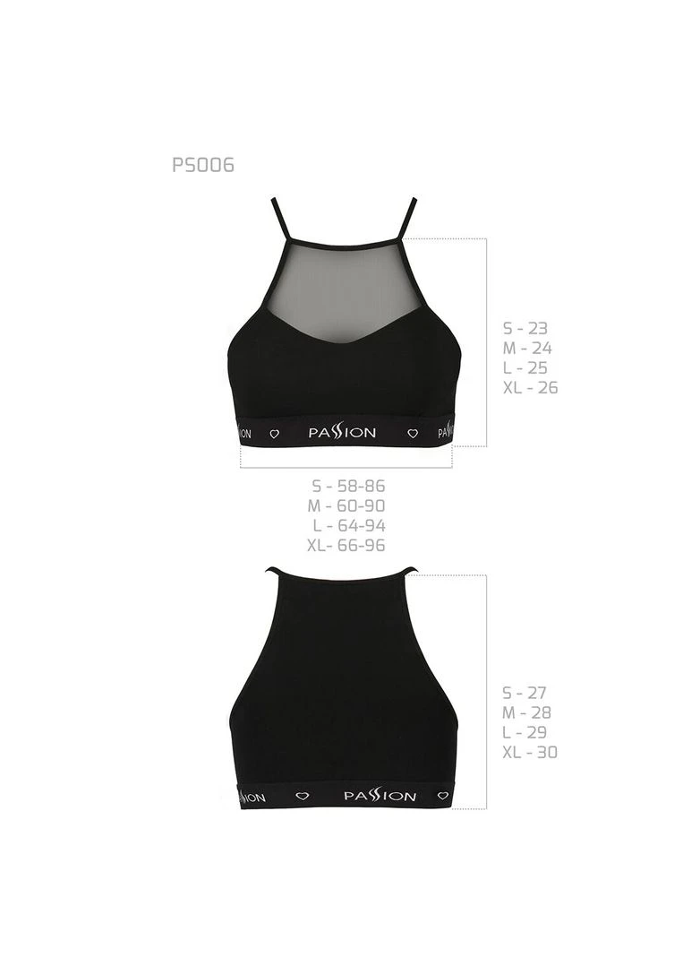 Чорний спортивний топ з прозорою вставкою ps006 top, black Passion