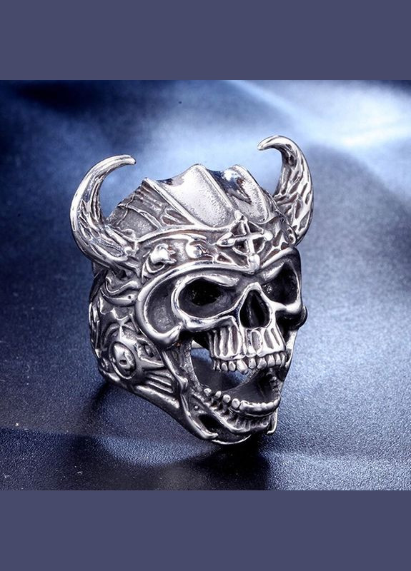 Модное мужское кольцо с черепом, кольцо с черепком в короне с рогами, панк, рок, байкер, размер регулируемый Fashion Jewelry (285110857)