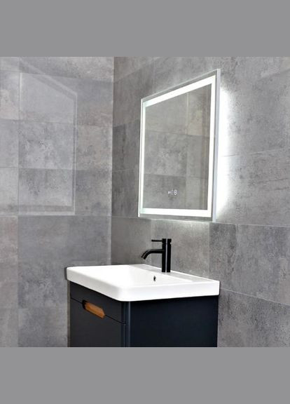 Дзеркало LED DE-M0061S1 Silver 100*75см сенсорне включення + підігрів+ годинник/темп Dusel (316720369)