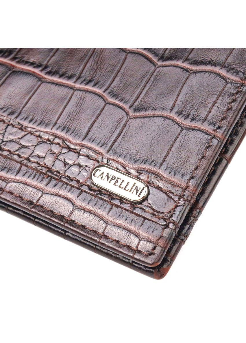 Затискач із натуральної фактурної шкіри 21519 Коричневий Canpellini (329149239)