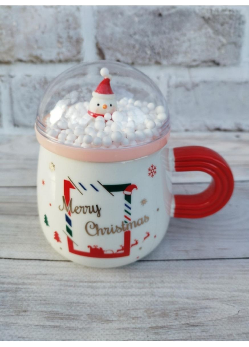 Чашка новогодняя Снежный праздник с крышкой керамика 360 мл 8030-299-1 Olens (365291000)