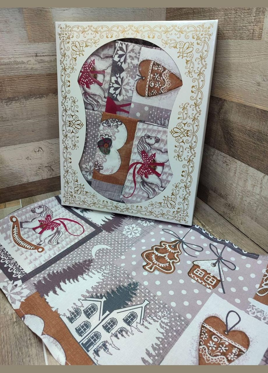 Набор Скатерть льняная 110х150 см + 4 полотенца 35х70 см (П4КAl-nabir-lyon-0015) No Brand (308754976)