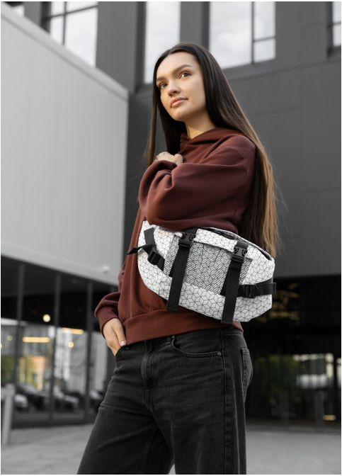 Велика тканинна жіноча поясна сумка бананка принт Square (1101038721) Sambag (361244809)